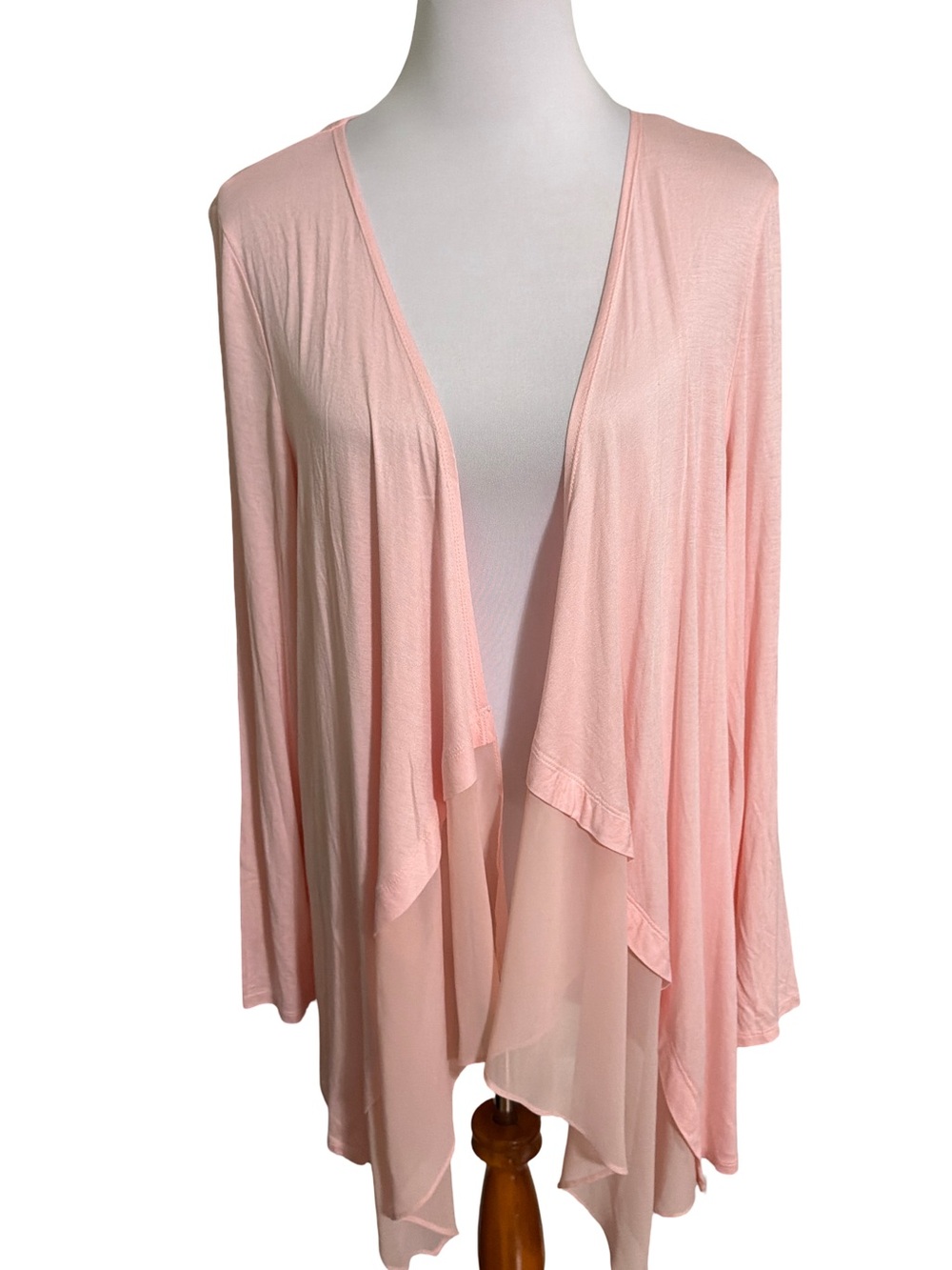 Elle Light Pink Cardigan Draped Open Front